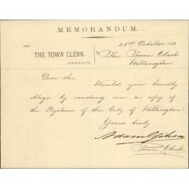 Asking for complete set of city bylaws - Town Clerk Dunedin