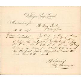 Re memo to Town Clerk re cost of laying down water channelling in concrete - J Baird, City Surveyor