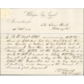 Water supply account, three months to 31/9/83 - Colonial Architect