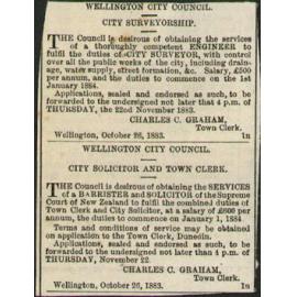 Asking for instruction of advertisement in Dunedin Morning Herald - Thomas Bracken