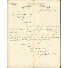 Applying for water supply to run steam boiler at office, Willis Street - New Zealand Times Co