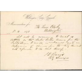 Re Memo to Town Clerk re erecting cottage at waterworks reserve - City Surveyor