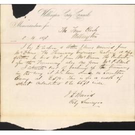 (1) Complaint re Council not backing up his work (raising level of Lambton Quay) - Samuel Brown (2) Complaint by contractor, Samuel Brown, re Corporation not backing up his work - City Tramways Engineer (3) Re memo to Town Clerk re all of the above compla