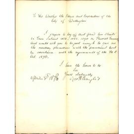 Re asking permission and for level to lay off two streets, Town Acres 1086, 1088, 1090, on Russell Terrace - George H Baylis