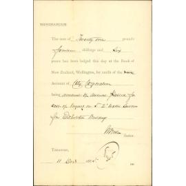 Advising payment of account for laying on water to exhibition - Treasury