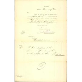 Advising payment of water account - Treasury