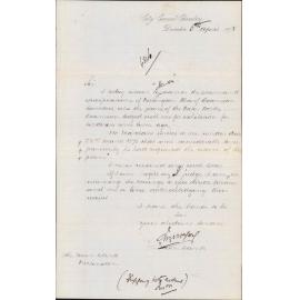 Re returning plans lodged for exhibition for tenderers - Town Clerk, Dunedin