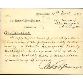 Report as to solvency of Robert McGraths surety - Bank of New Zealand
