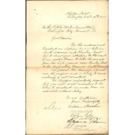 Petition for drain, Hankey Street and South Avenue