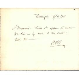 Re request for water to be laid on by meter to baths in Willis Street - J Mandell