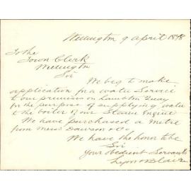 Application for water service to premises, Lambton Quay - Lyon and Blair