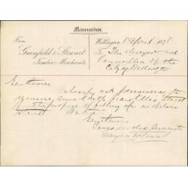 Re asking permission to move earth from Ellis Street for filling up Nelson Street [Hania Street] - Greenfield and Stewart