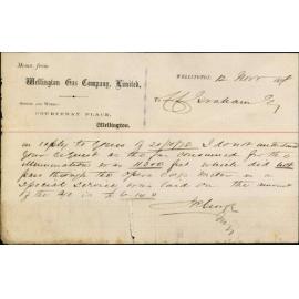 Re gas used at Opera House - Wellington Gas Company