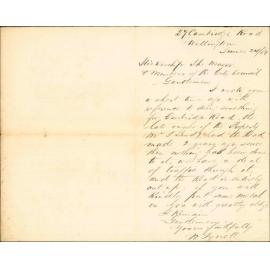 W Tyrell, regarding repairs to Cambridge Road [Tennyson Street]