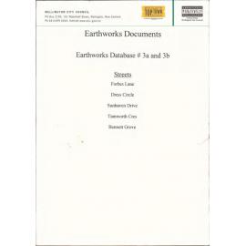 Earthworks database #3A and 3B, Forbes Lane, Dress Circle, Sunhaven Drive, Tamworth Crescent, Bennett Grove