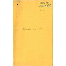 Residential C and D Zoning: Scheme Statement and Code of Ordinances: Amendments, Objections A-G