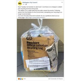 Facebook post - WCC recycling update for Level 3