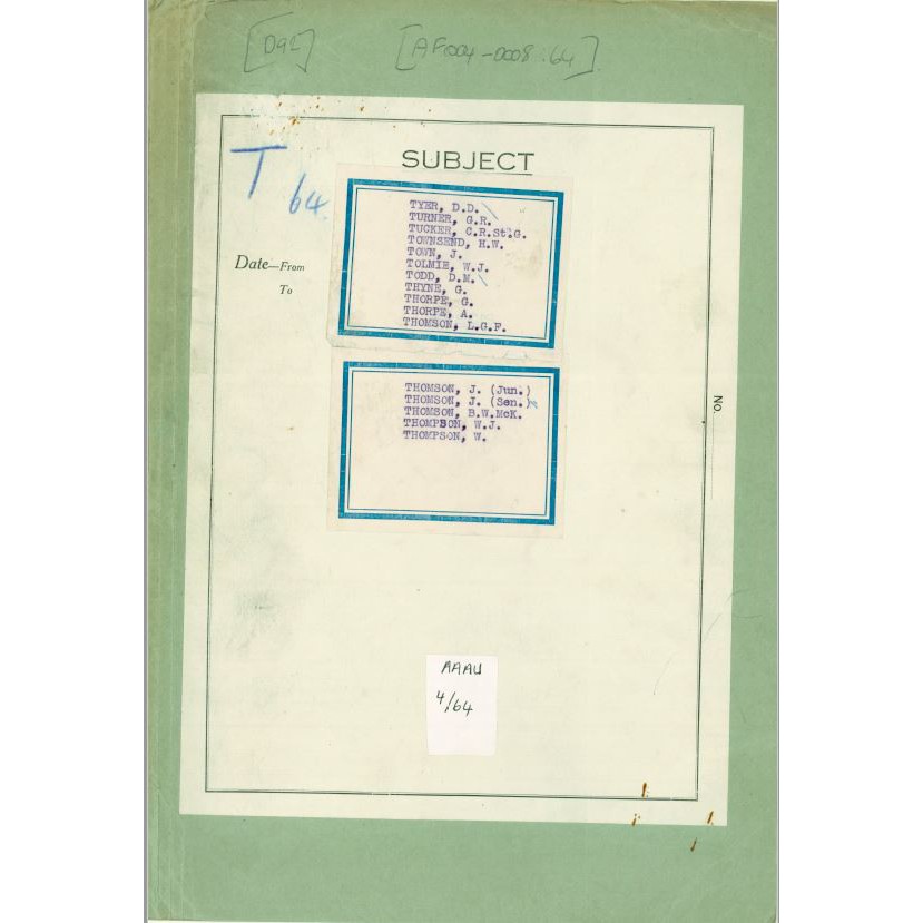 Masters and Officers Personal Files, T64