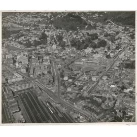 Aerial View of Wellington 1947, City, Railway Station, Parliament Buildings, Kelburn