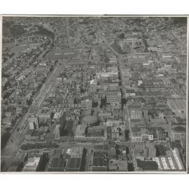 Aerial View of Wellington 1947, City, Te Aro Flat, Courtenay Place to Winter Show Buildings