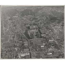 Aerial View of Wellington 1947, City, Mt Cook area, (Museum etc)