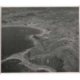 Aerial View of Wellington 1947, Moa Point, Lyall Bay, Aerodrome, City in distance