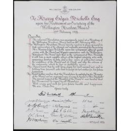 Memorial document addressed to Harry Edgar Nicolls