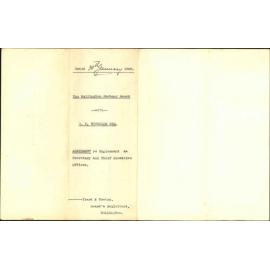 Memorandum of Agreement between Wellington Harbour Board and Harry Edgar Nicholls, 13 January 1908