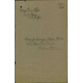 Claim for damages, collision between motor car and tram car at Moxham Avenue, Perry, Perry and Pope for A Hanna and M G Jenkins