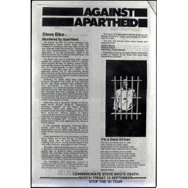 Copy: Abortion, Apartheid, Unions, Nuclear (posters, handouts, protests)