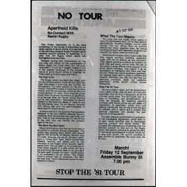 Copy: Abortion, Apartheid, Unions, Nuclear (posters, handouts, protests)