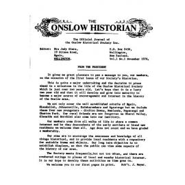 The Onslow Historian, Vol. 1 No. 1, November 1970