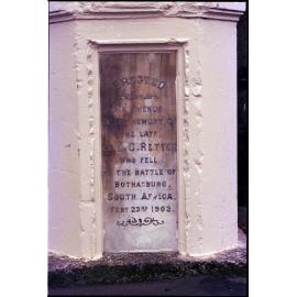 Trooper Retter Memorial, Moorefield Road, Johnsonville