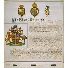Letters patent granting armorial ensigns [Grant for WCC Coat of Arms]