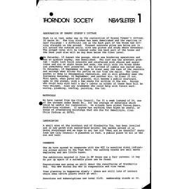 Thorndon News - Newsletter No 1