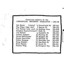 The Johnsonville Residents Association, newsletters