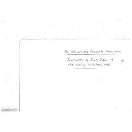 The Johnsonville Residents Association, ratification of the Associations rules at meeting held 10 October 1996