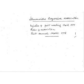 Johnsonville Progressive Association, minutes of the first meeting (April 19770, first annual report and copy of rules of the Association