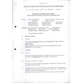 Committee meeting minutes, report and balance sheets, 1995-1997 and agreement between French Foreign Affairs Ministry and Alliance Française of Paris