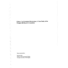 Citizen-Led Ecological Restoration, A Case Study of the Wrights Hill Reserve Committee