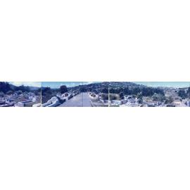 Karori Cemetery, Panorama showing road to the Peter Fraser memorial and surrounds, 11 January 1989