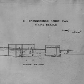 Diagram showing the 12' Orongorongo / Karori main intake details - sectional elevation
