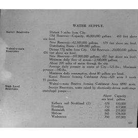 Chart of Wellington Water Works supply details