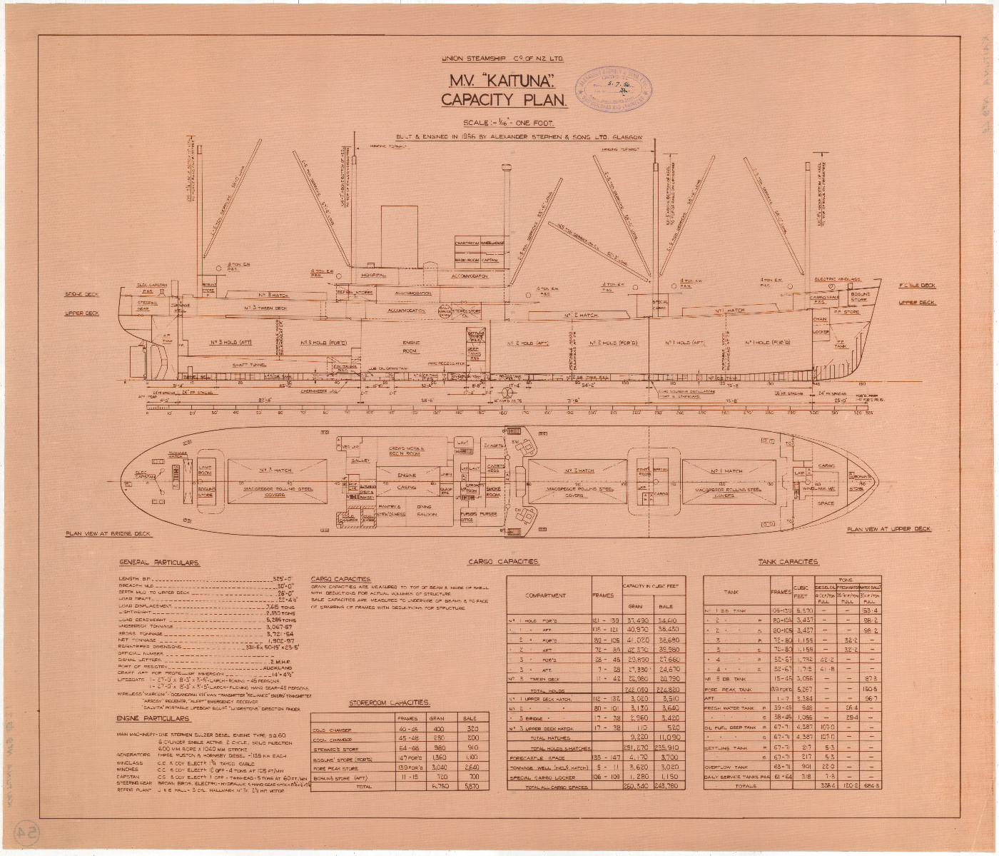 MV Kaituna II, capacity plan, Wellington City Council Archives, AF090-44-10