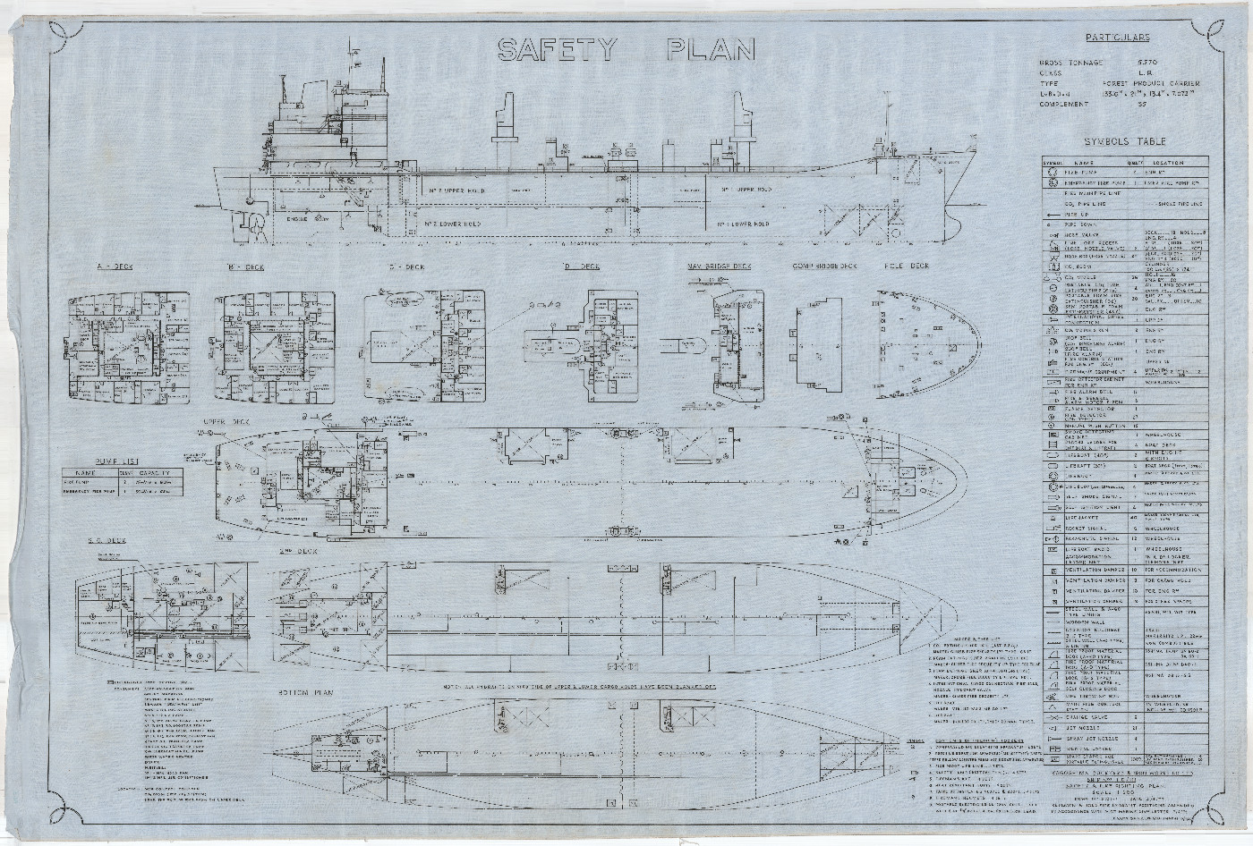TEV Maori, general arrangements (as fitted), profile, Wellington City Council Archives, AF090-117-32